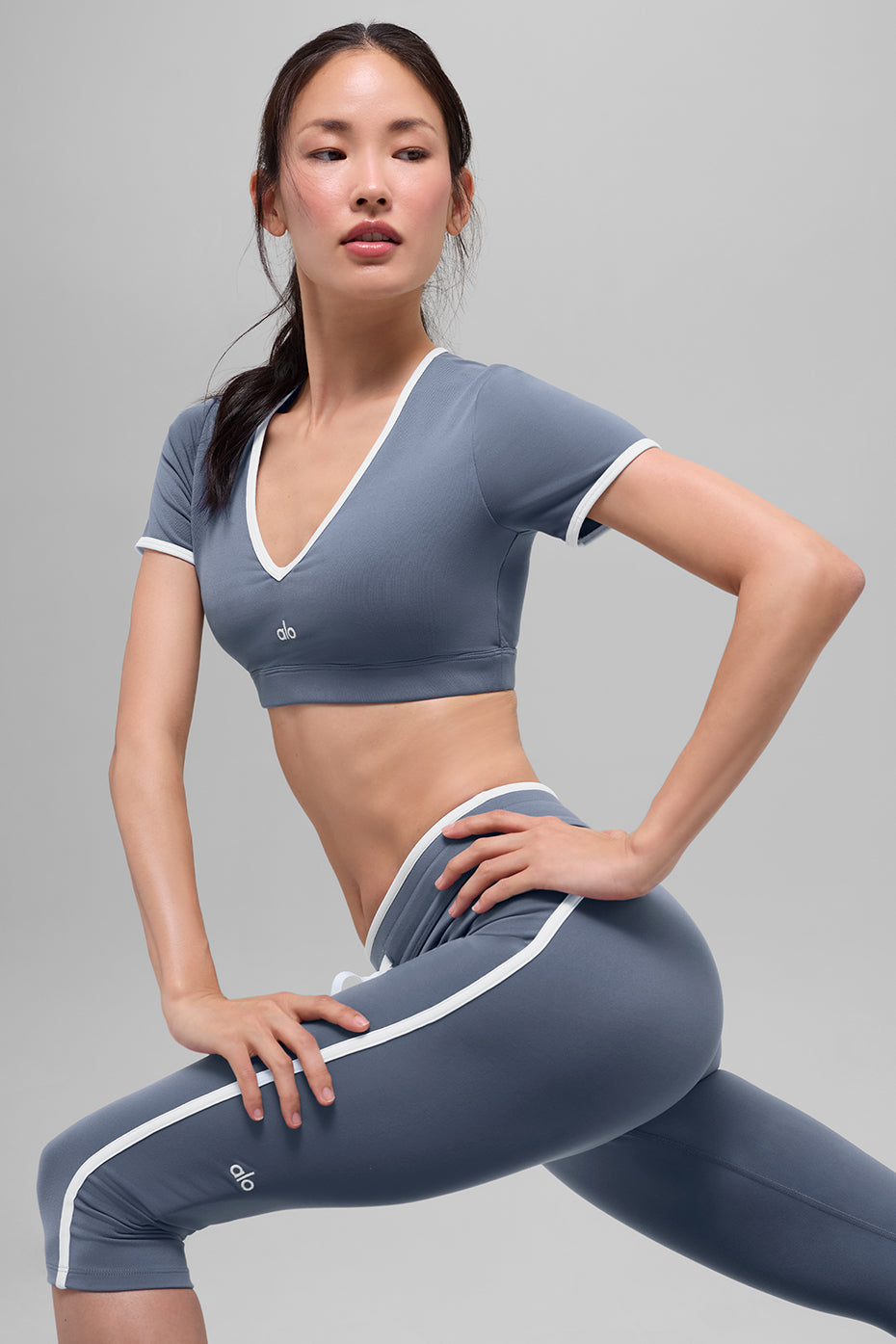 Airbrush Race Pace Short Sleeve - Bluestone/White image 4