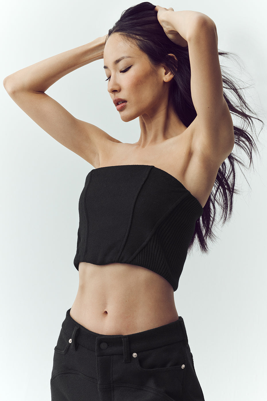 Wool Blend Nightcap Corset Top - Black image 3