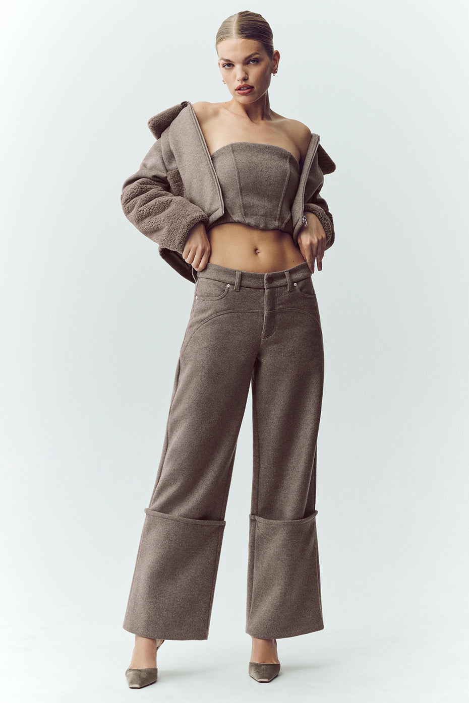 Wool Blend Nightcap Corset Top - Alpine Cocoa Heather image 4
