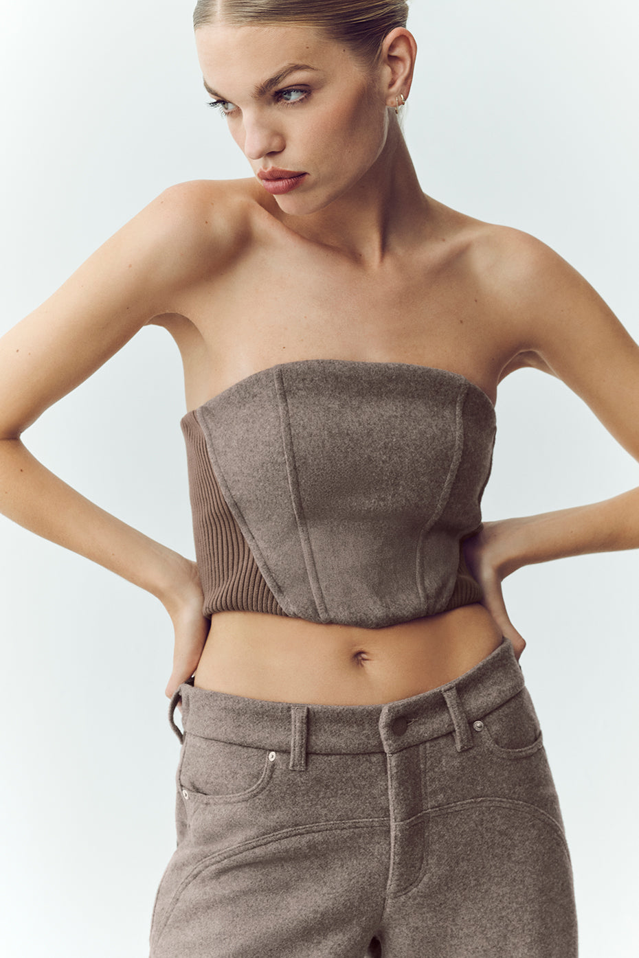 Wool Blend Nightcap Corset Top - Alpine Cocoa Heather image 1