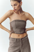 Wool Blend Nightcap Corset Top - Alpine Cocoa Heather image 1