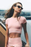 Cotton Cashmere My Serve Short Sleeve - Sundrenched Pink/White image 1
