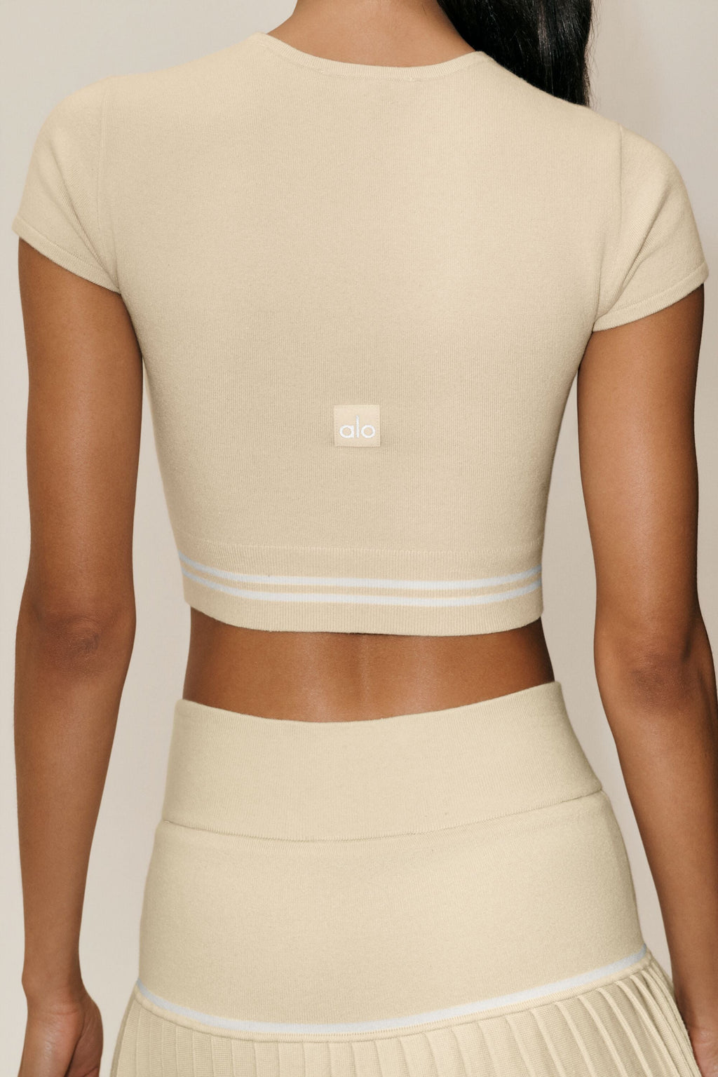 Cotton Cashmere My Serve Short Sleeve - Sandy Beige/White image 4