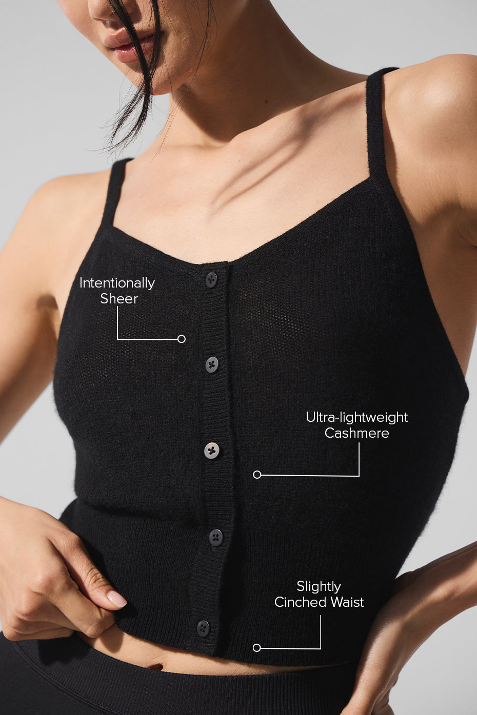 Sheer Cashmere Tank - Black image 2