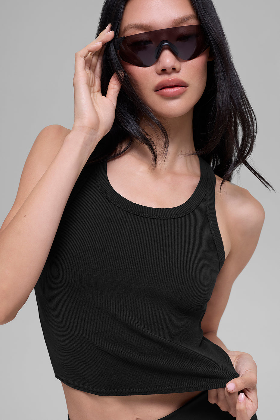 Goddess Ribbed Go-To Tank - Black image 3