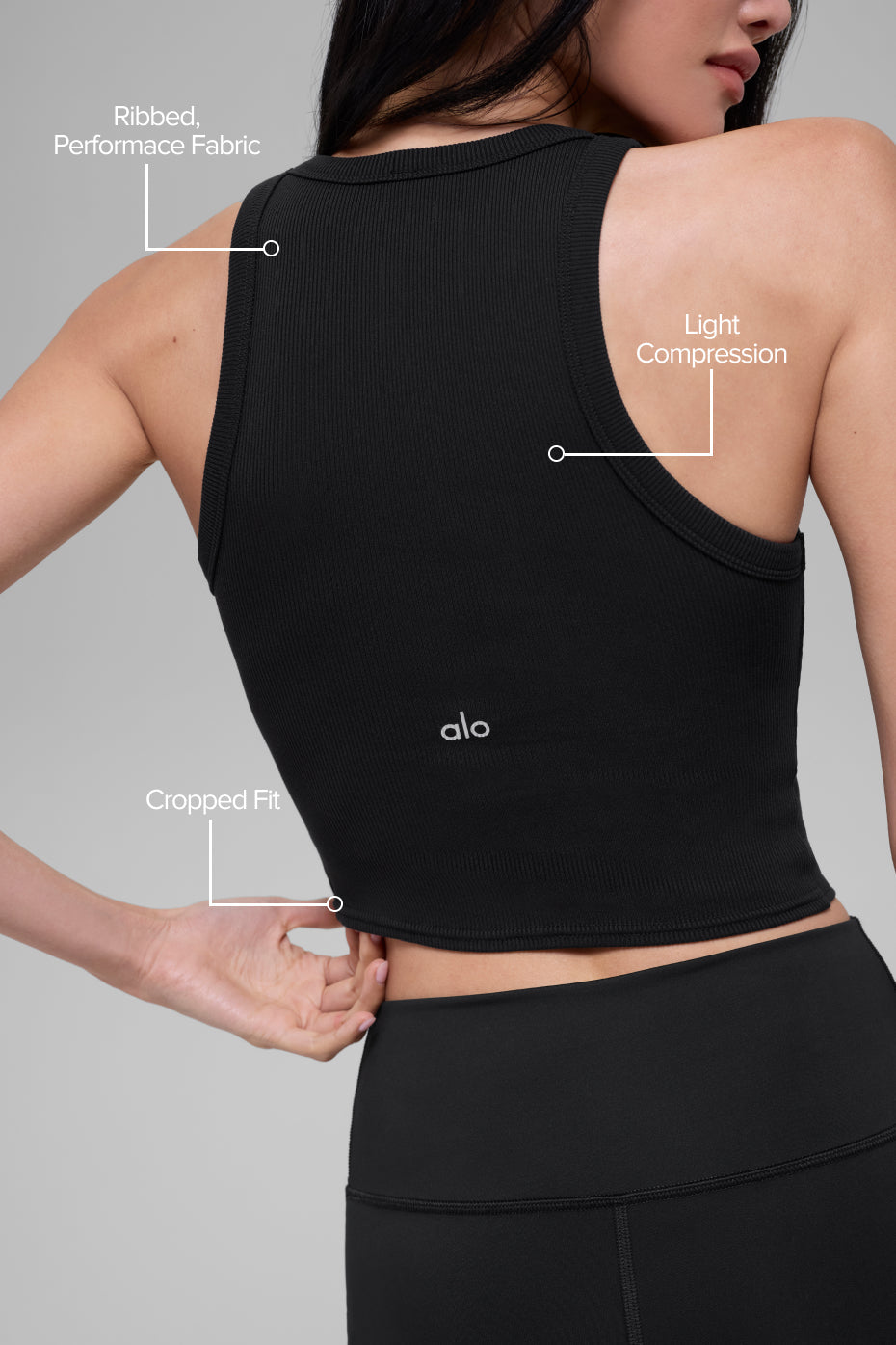 Goddess Ribbed Go-To Tank - Black image 2