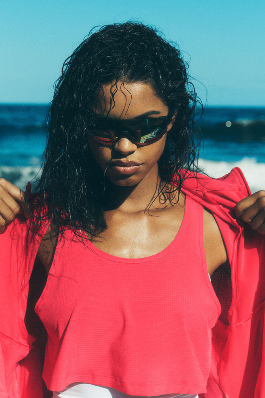 Cropped Sport Star Tank - Candy Red image 1