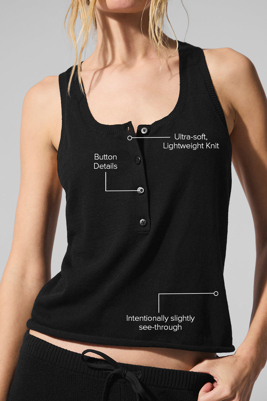 Supernatural Sweater Henley Tank - Black image 2