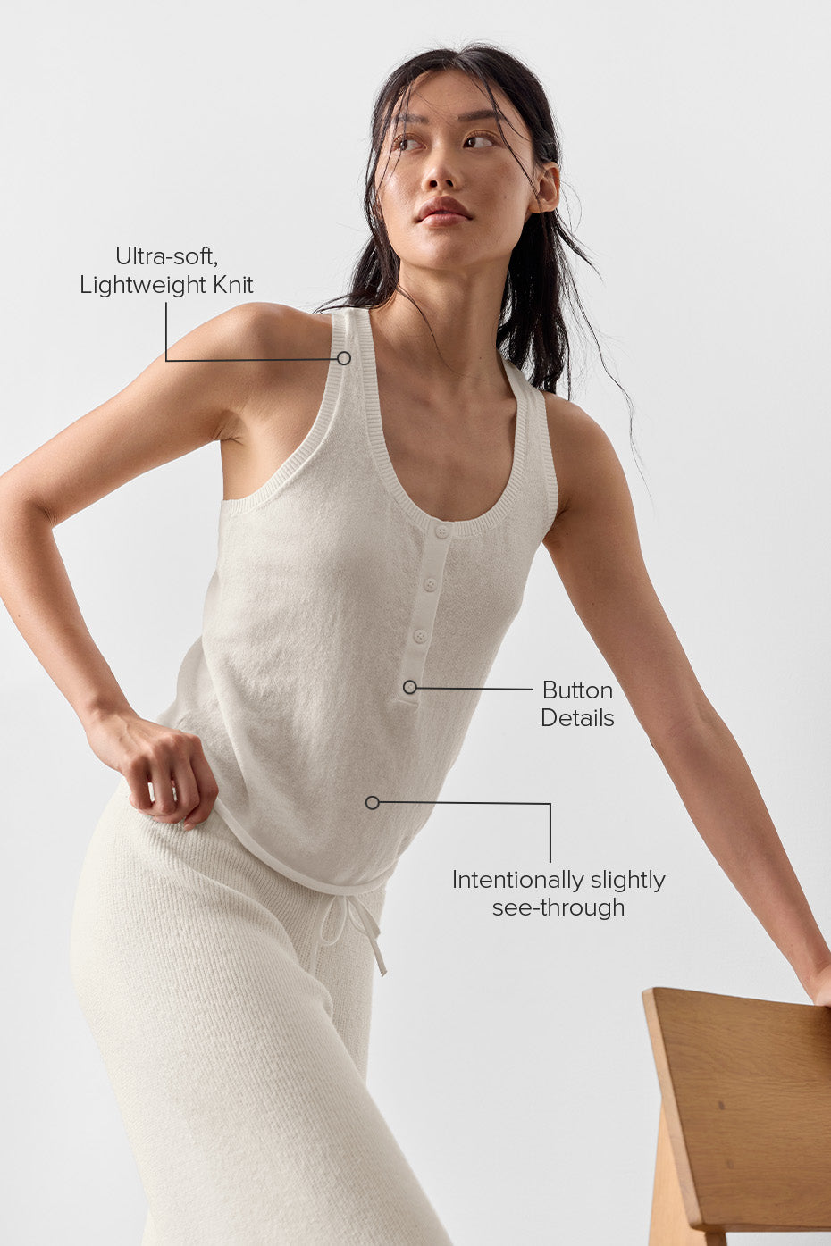 Supernatural Sweater Henley Tank - Ivory image 2