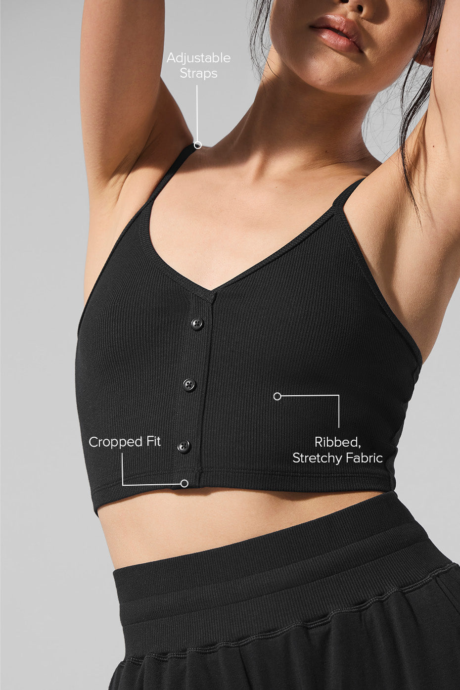 Ribbed Delicate Lounge Tank - Black image 2