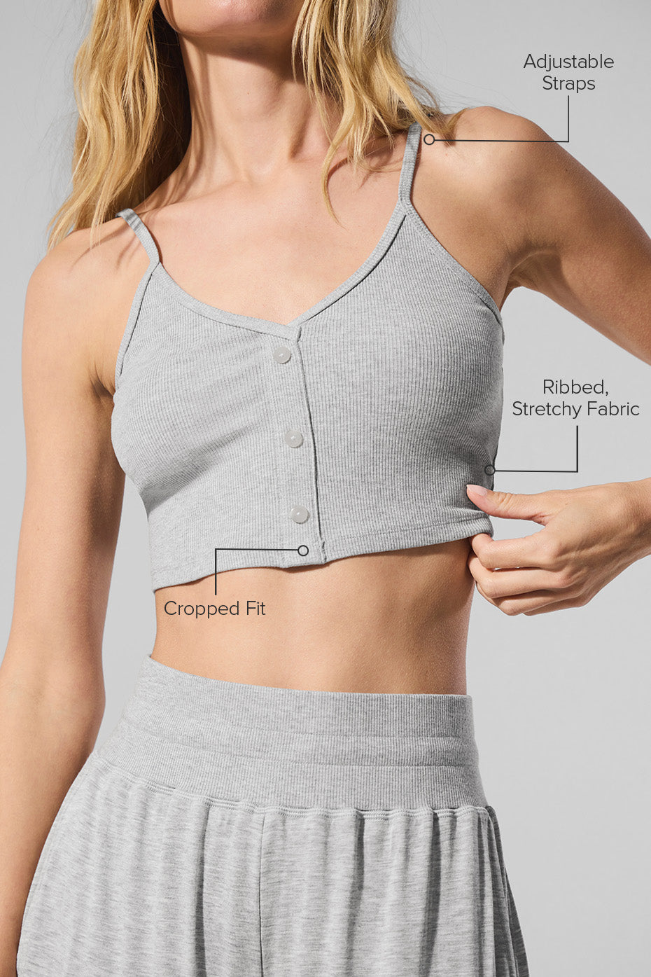 Ribbed Delicate Lounge Tank - Athletic Heather Grey image 2