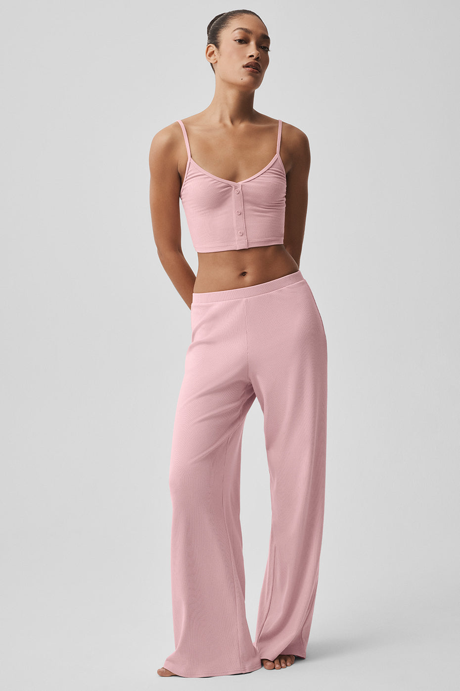Ribbed Delicate Lounge Tank - Vintage Pink image 5