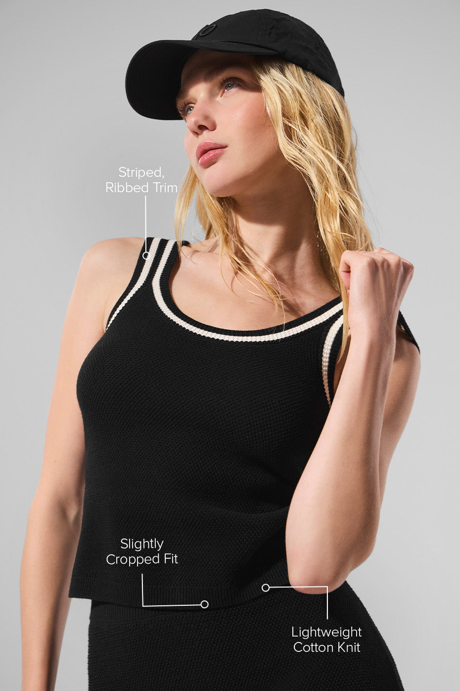 Tennis Club Sweater Knit Tank - Black/Ivory image 2