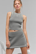 Ribbed Sweater Knit Highline Cropped Tank - Lunar Grey/White image 1