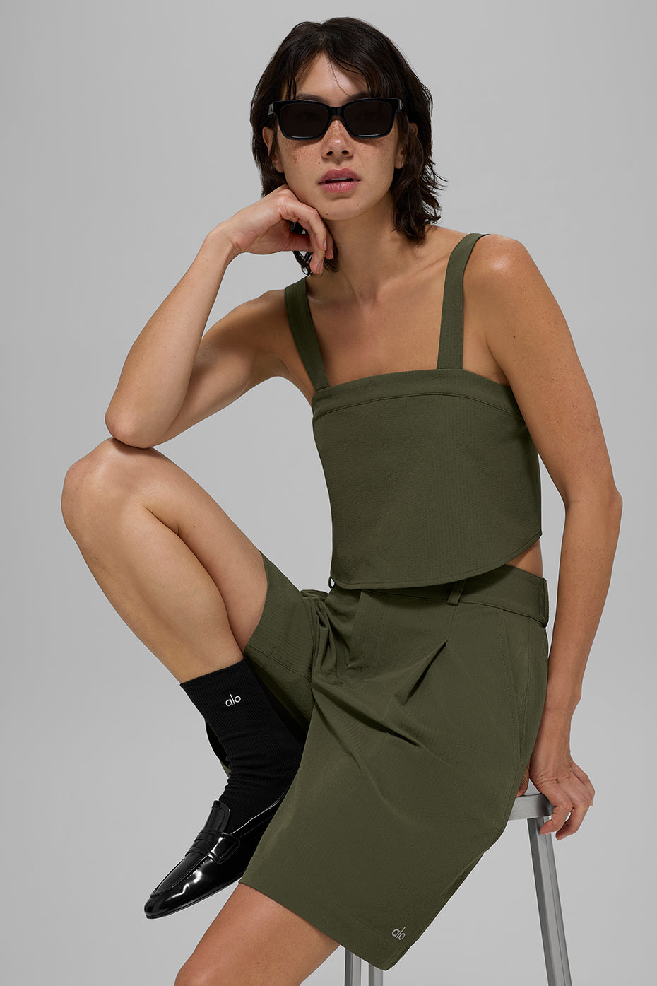 Cropped Dreamscape Tank - Green Olive image 3