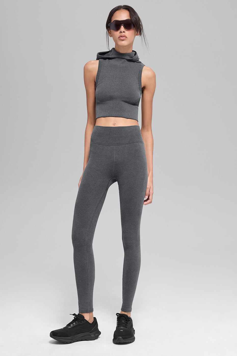 Seamless Two Tone Rib Hooded Vest - Dark Misty Grey Heather image 5