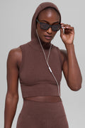 Seamless Two Tone Rib Hooded Vest - Brownstone Heather image 1