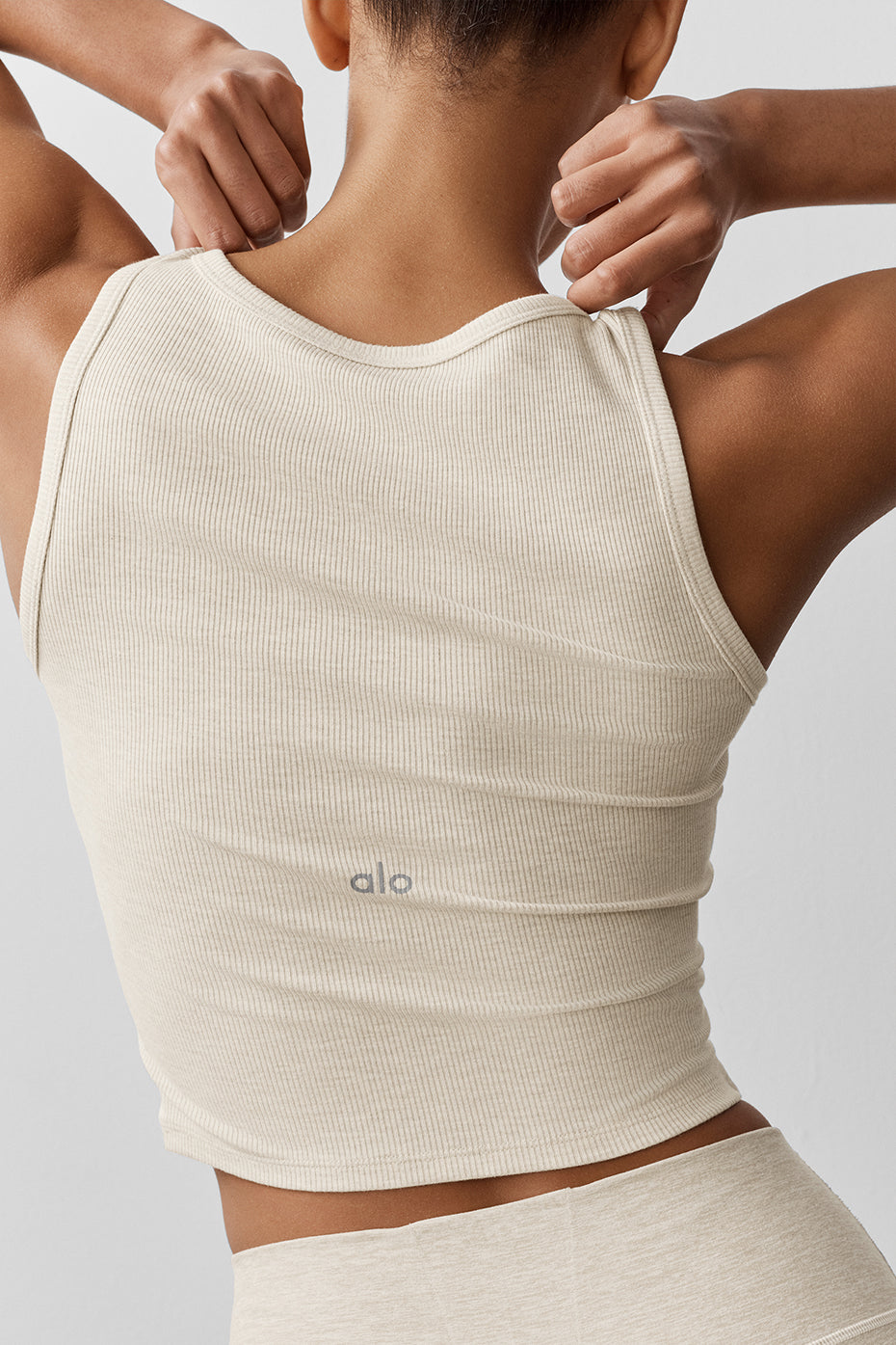 Ribbed Modal Henley Tank - Oatmeal Heather image 2