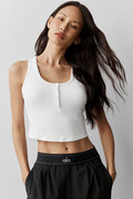 Ribbed Modal Henley Tank - White image 1