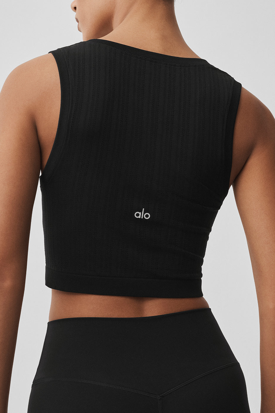 Seamless Pointelle Tank - Black image 5