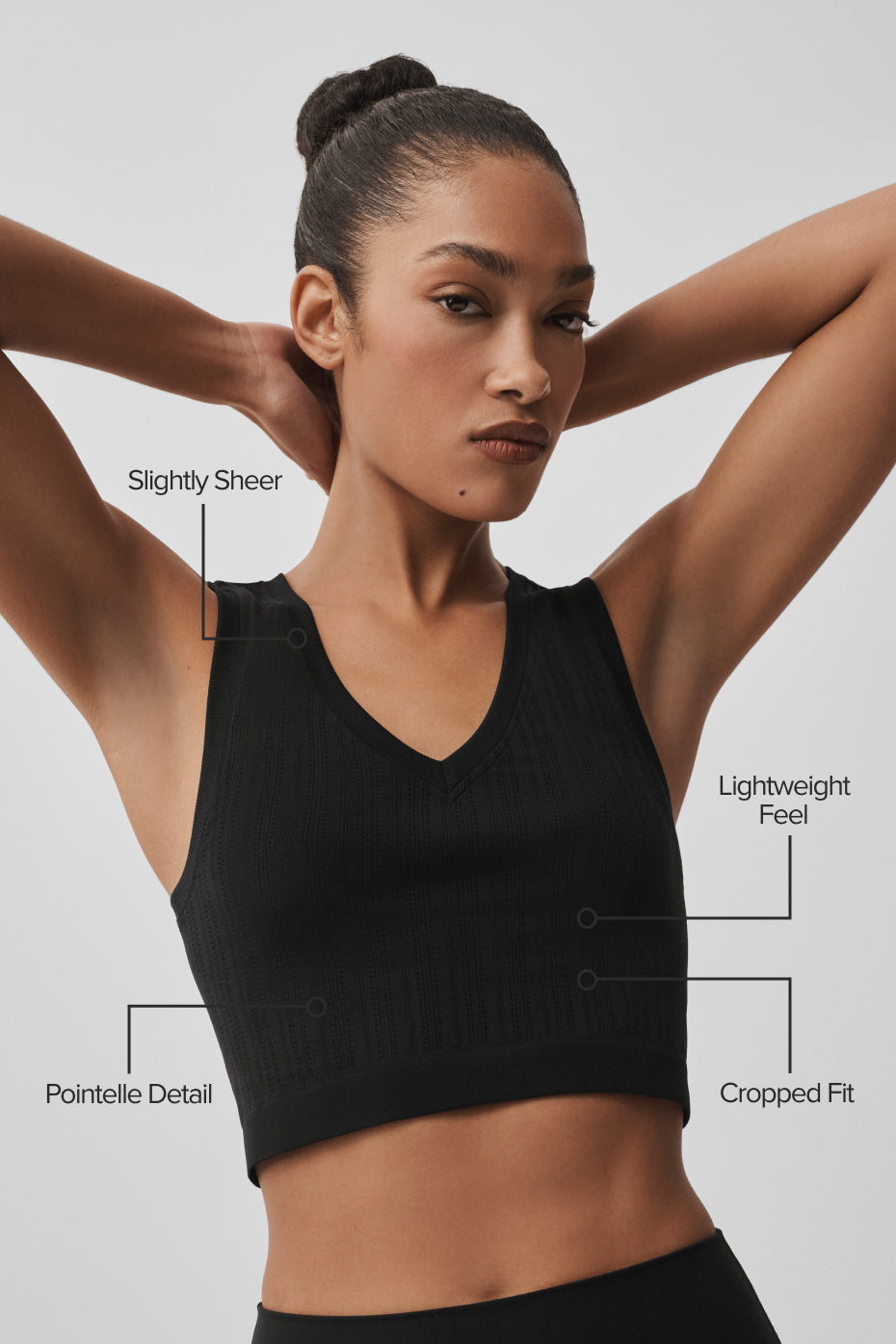 Seamless Pointelle Tank - Black image 2