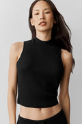 Sweater Knit Unwind Sleeveless Top - Black image 1