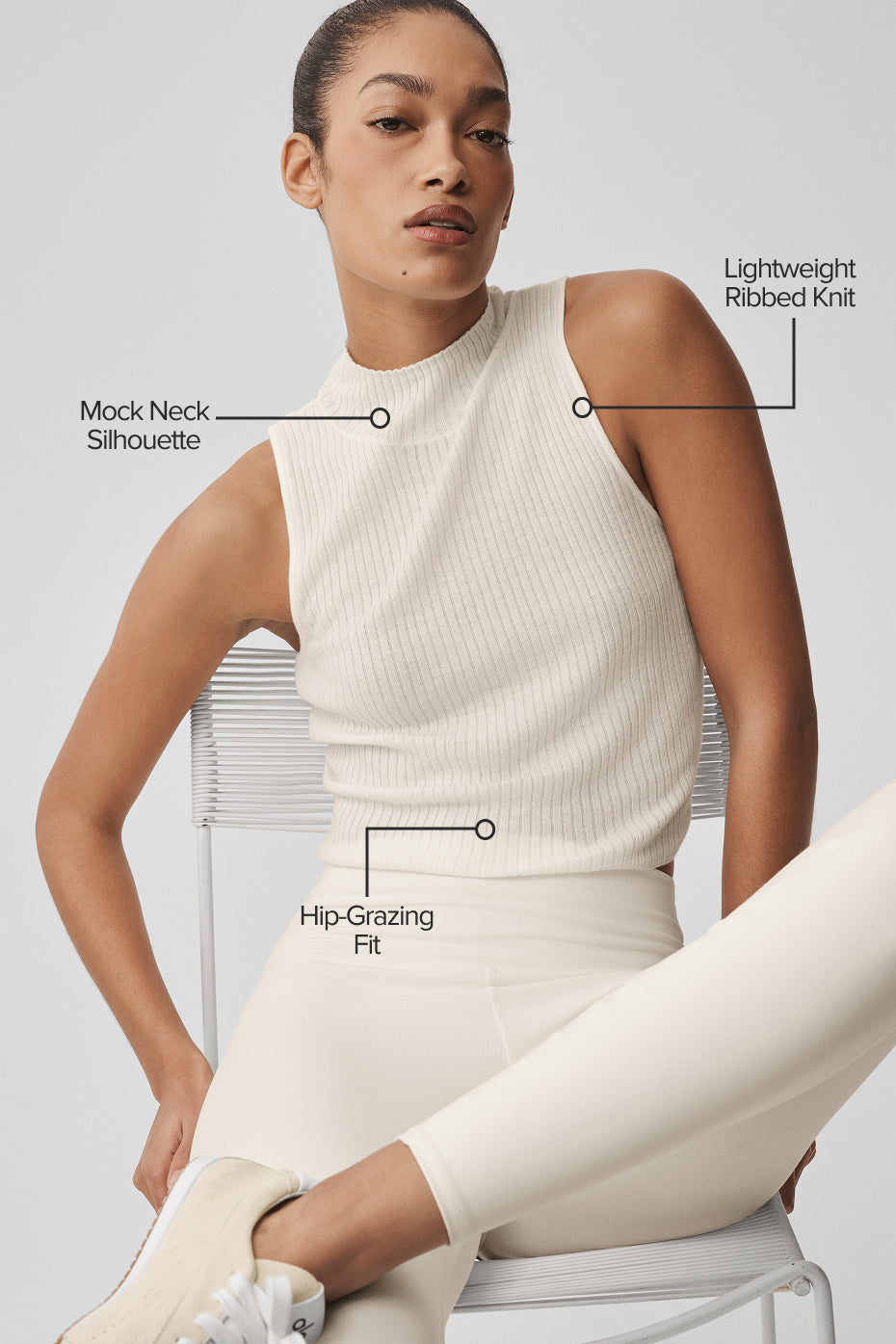 Sweater Knit Unwind Sleeveless Top - Ivory image 2