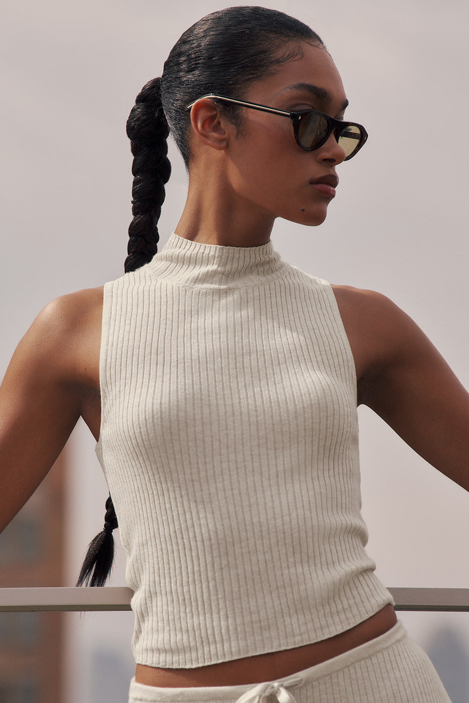 Sweater Knit Unwind Sleeveless Top - Oatmeal Heather image 1