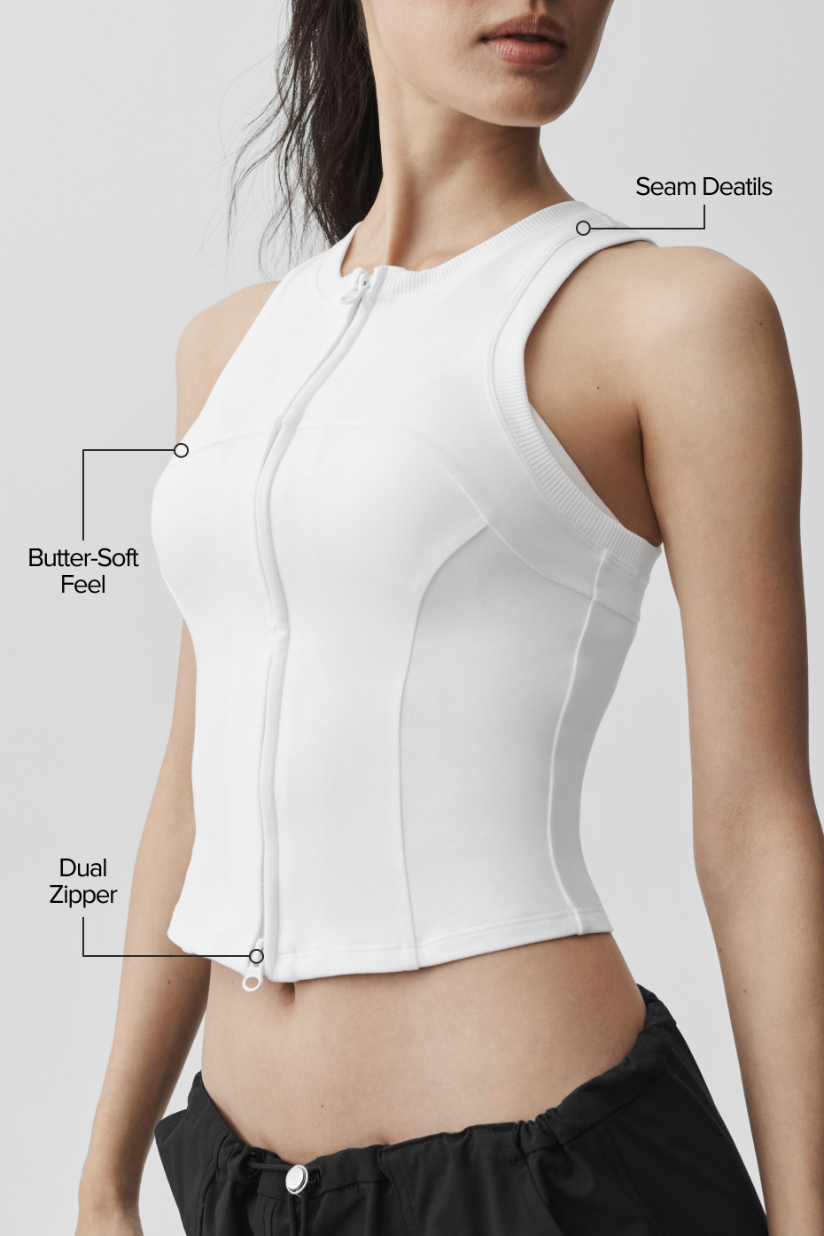 Alosoft Level Up Full Zip Tank - White image 2
