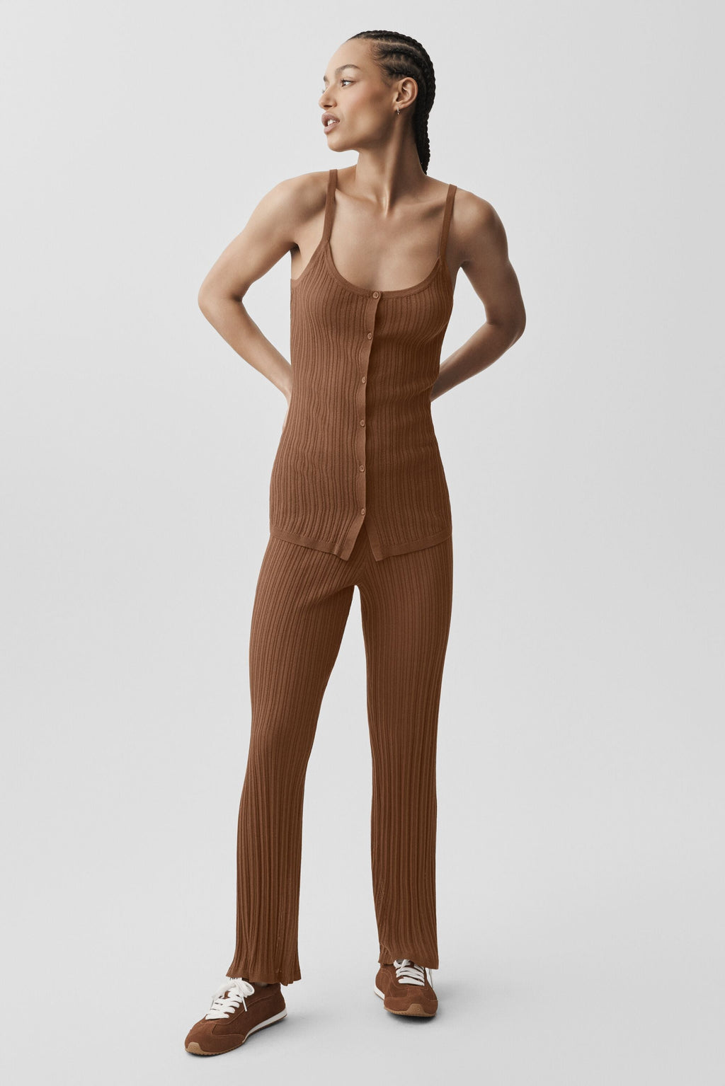 Sweater Sunlit Button Down Tank - Sun Kissed Brown image 6