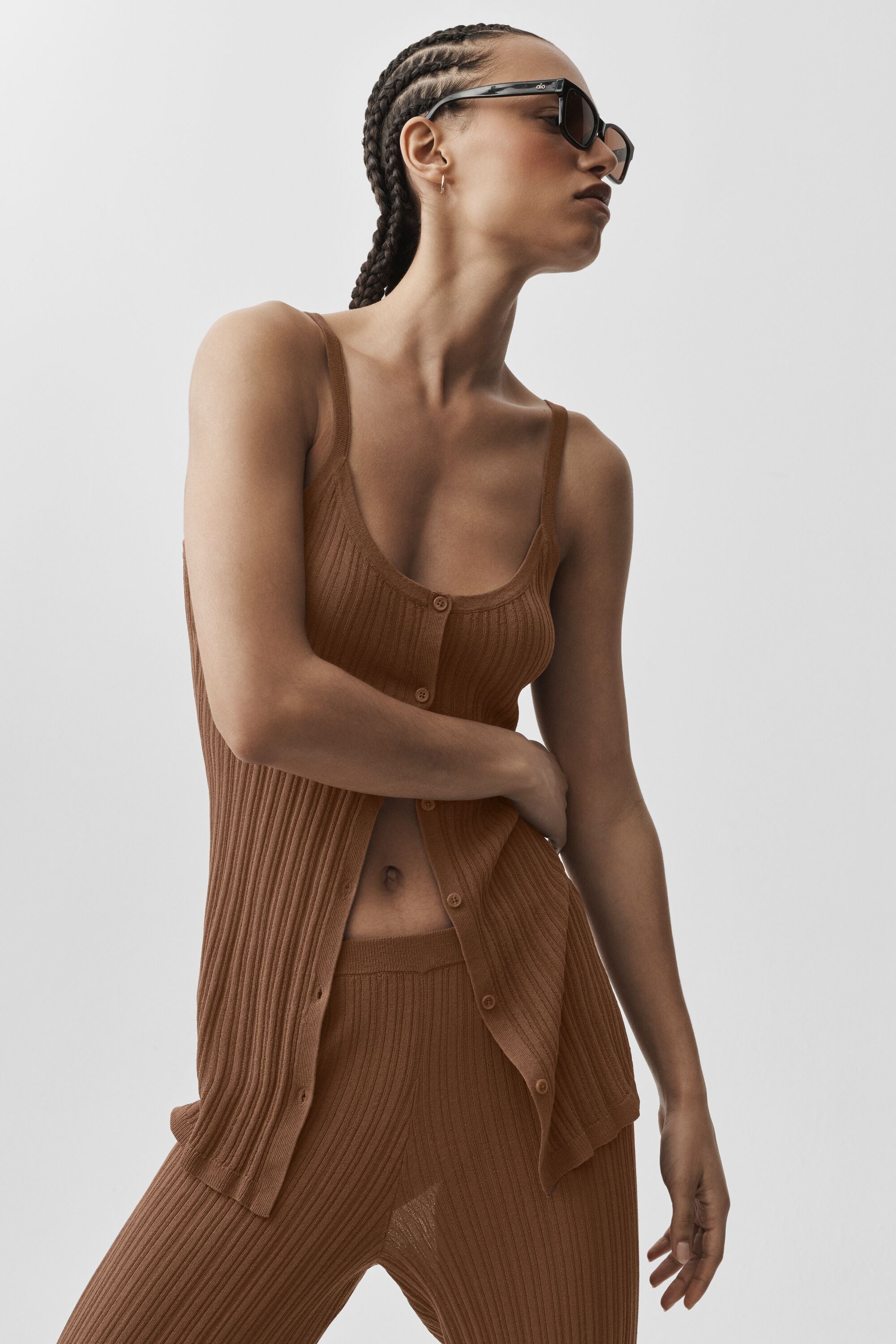 Sweater Sunlit Button Down Tank - Sun Kissed Brown image 4