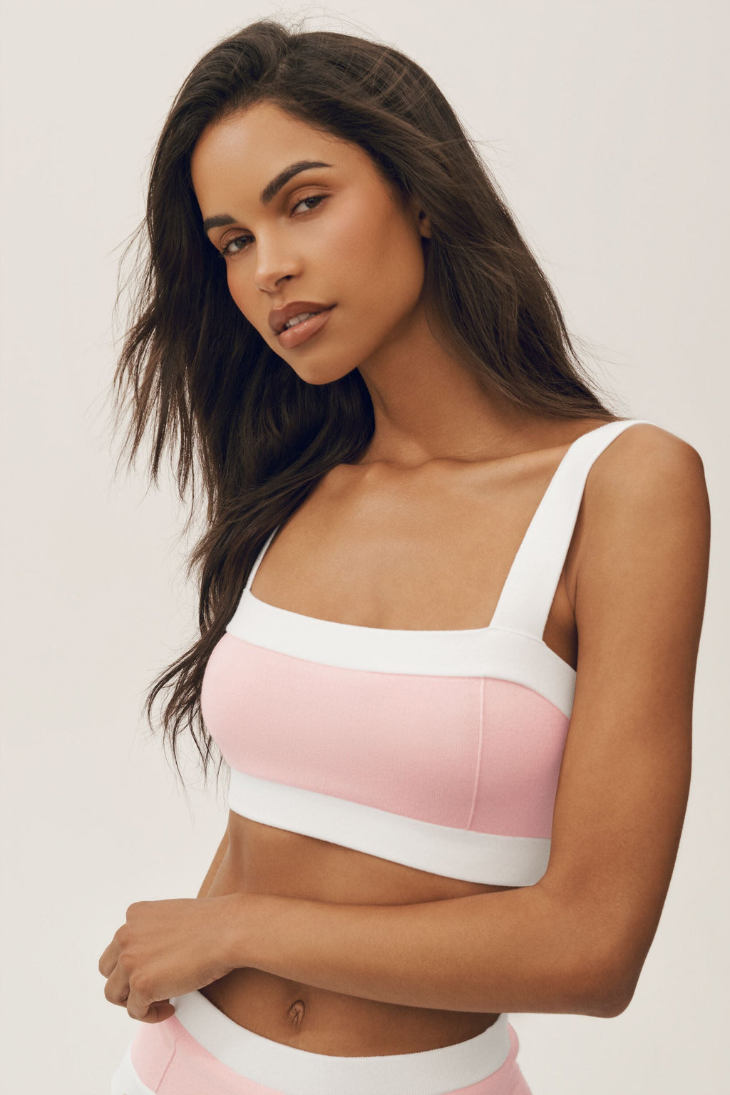 Cotton Cashmere Capri Dream Bra - Sundrenched Pink/White image 1