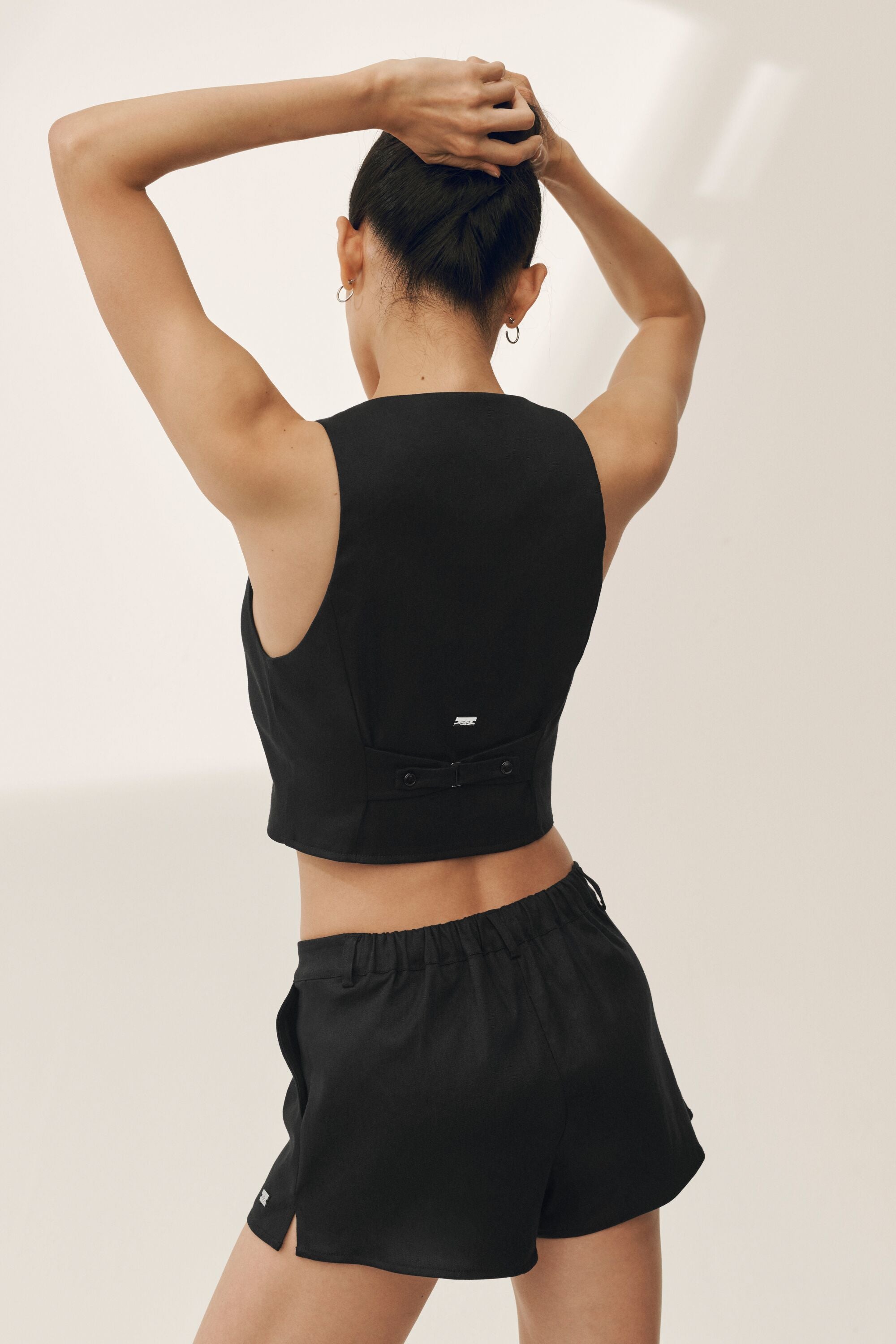 Linen Blend Riviera Vest - Black image 2