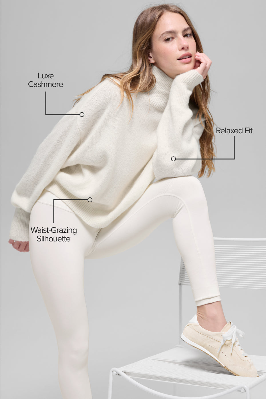 Wool Cashmere Cropped New Class Turtleneck Sweater - Ivory image 2