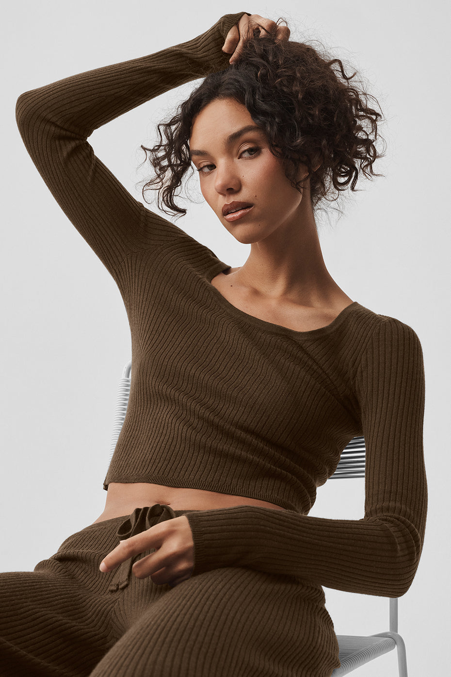 Sweater Knit Unwind Long Sleeve - Espresso image 1