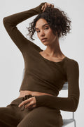 Sweater Knit Unwind Long Sleeve - Espresso image 1