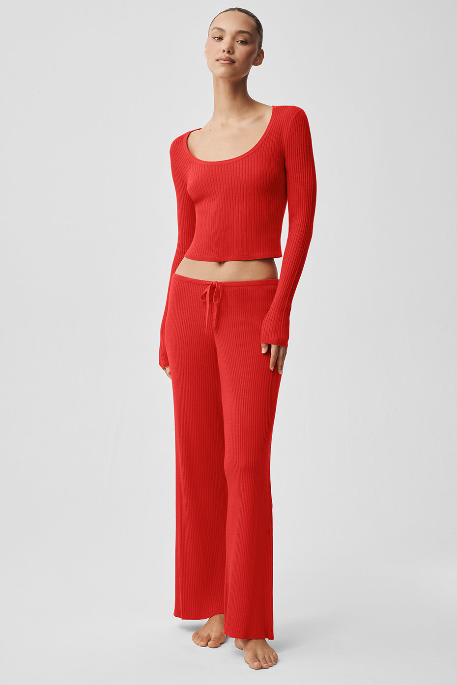 Sweater Knit Unwind Long Sleeve - Bright Red image 5
