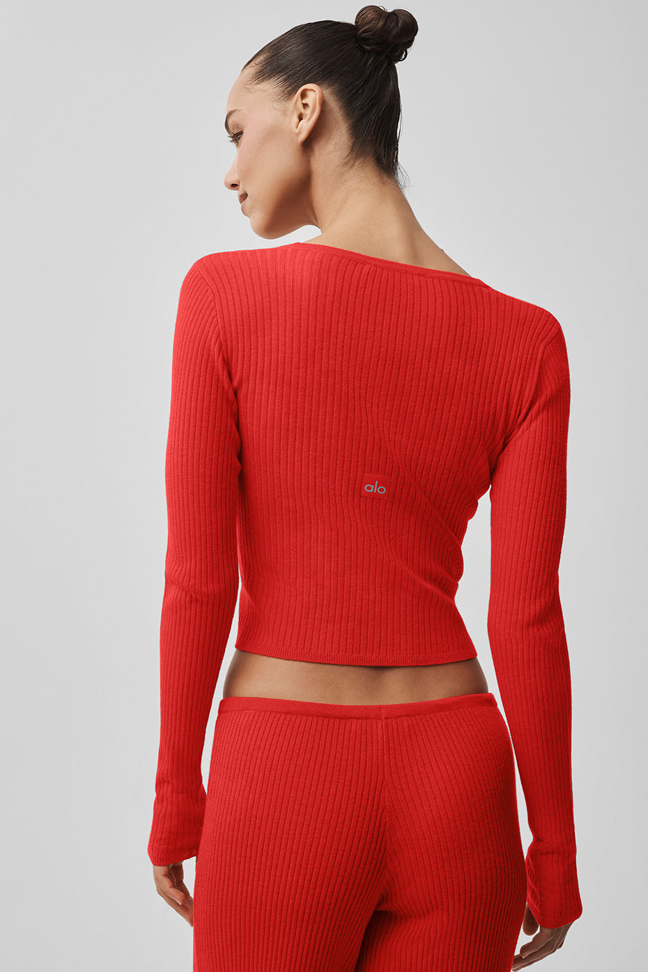 Sweater Knit Unwind Long Sleeve - Bright Red image 2