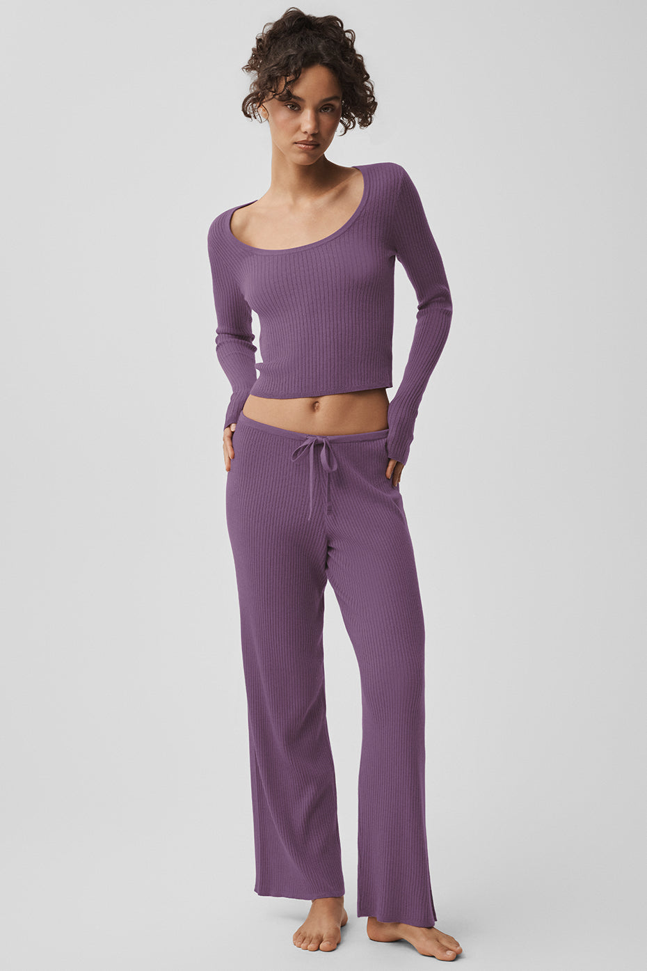 Sweater Knit Unwind Long Sleeve - Plum Kiss image 5
