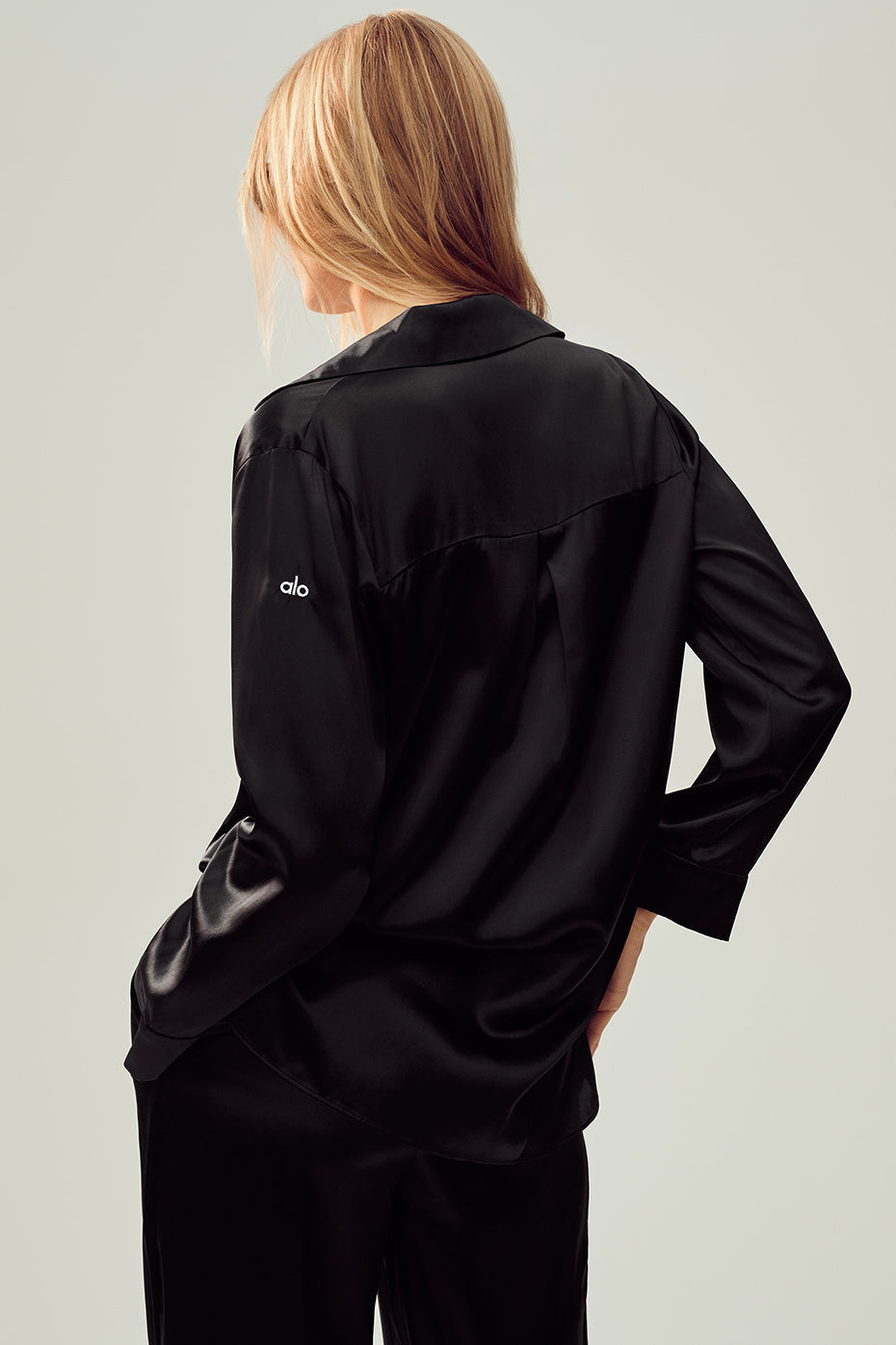 Silk Luminous Button Up - Black image 2