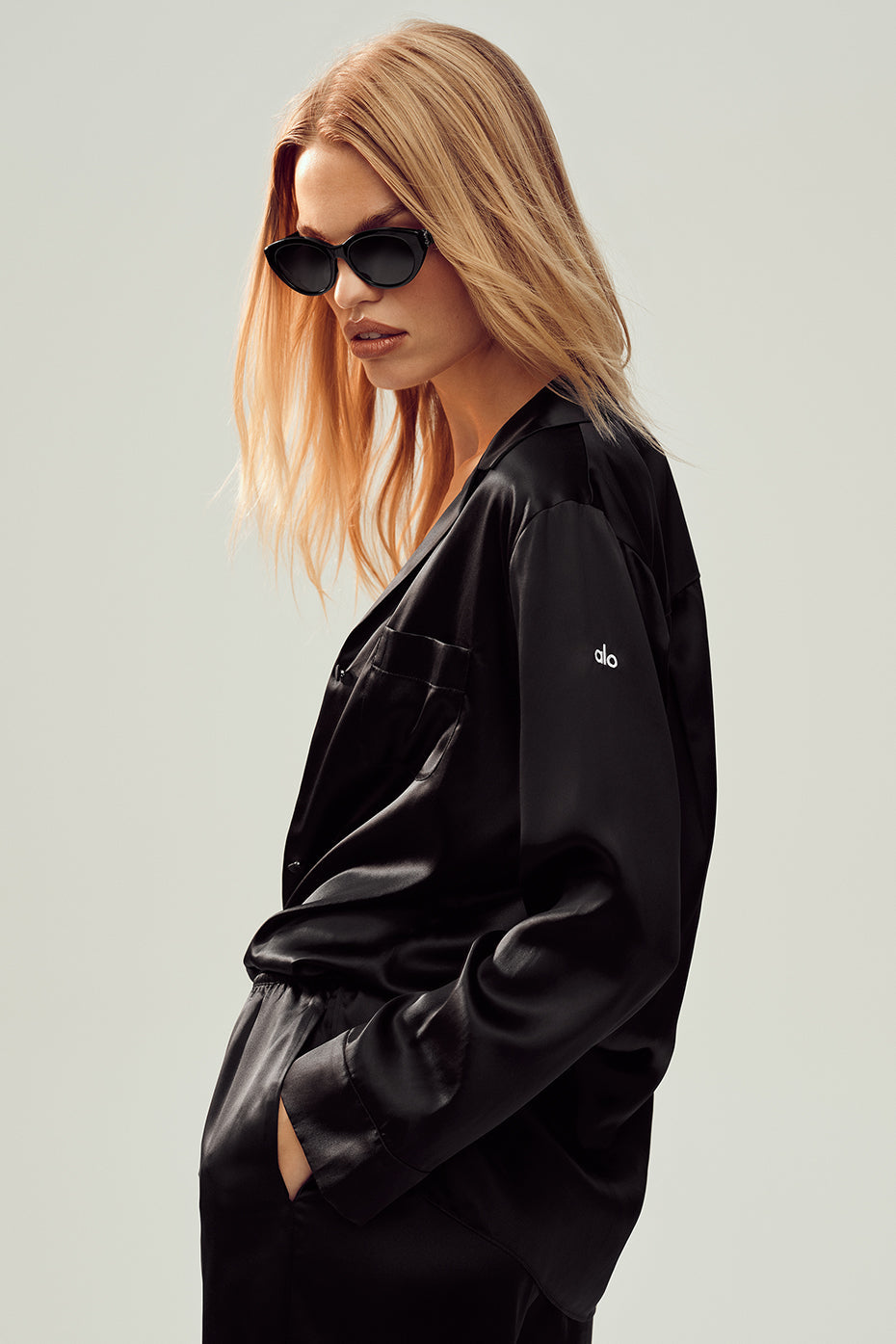 Silk Luminous Button Up - Black image 3