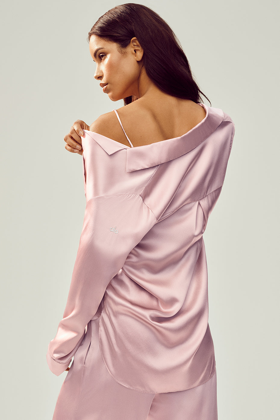 Silk Luminous Button Up - Pink Champagne image 4