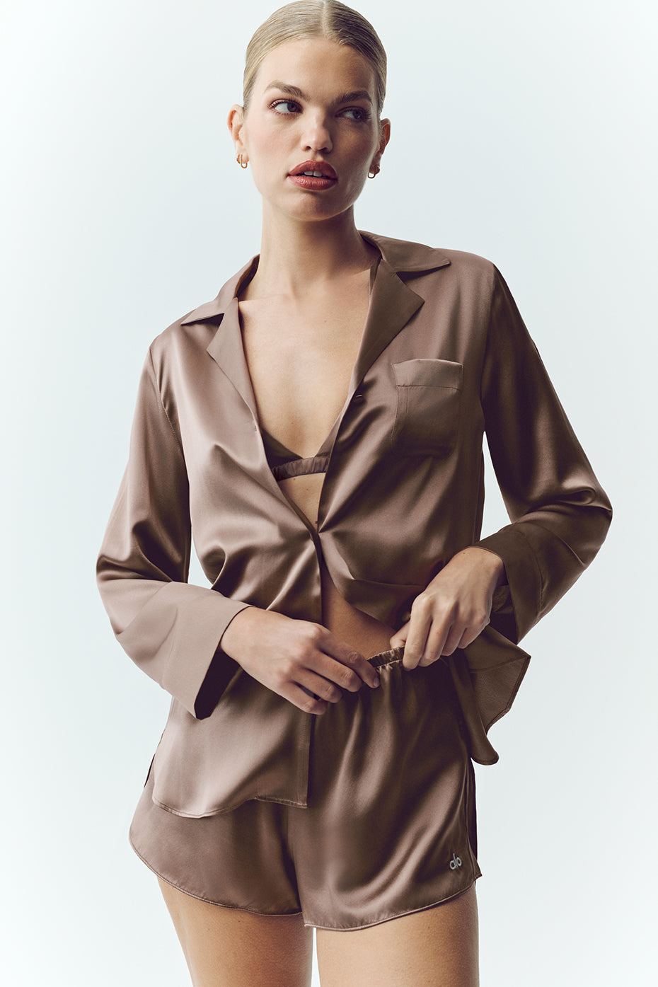 Silk Luminous Button Up - Alpine Cocoa image 1