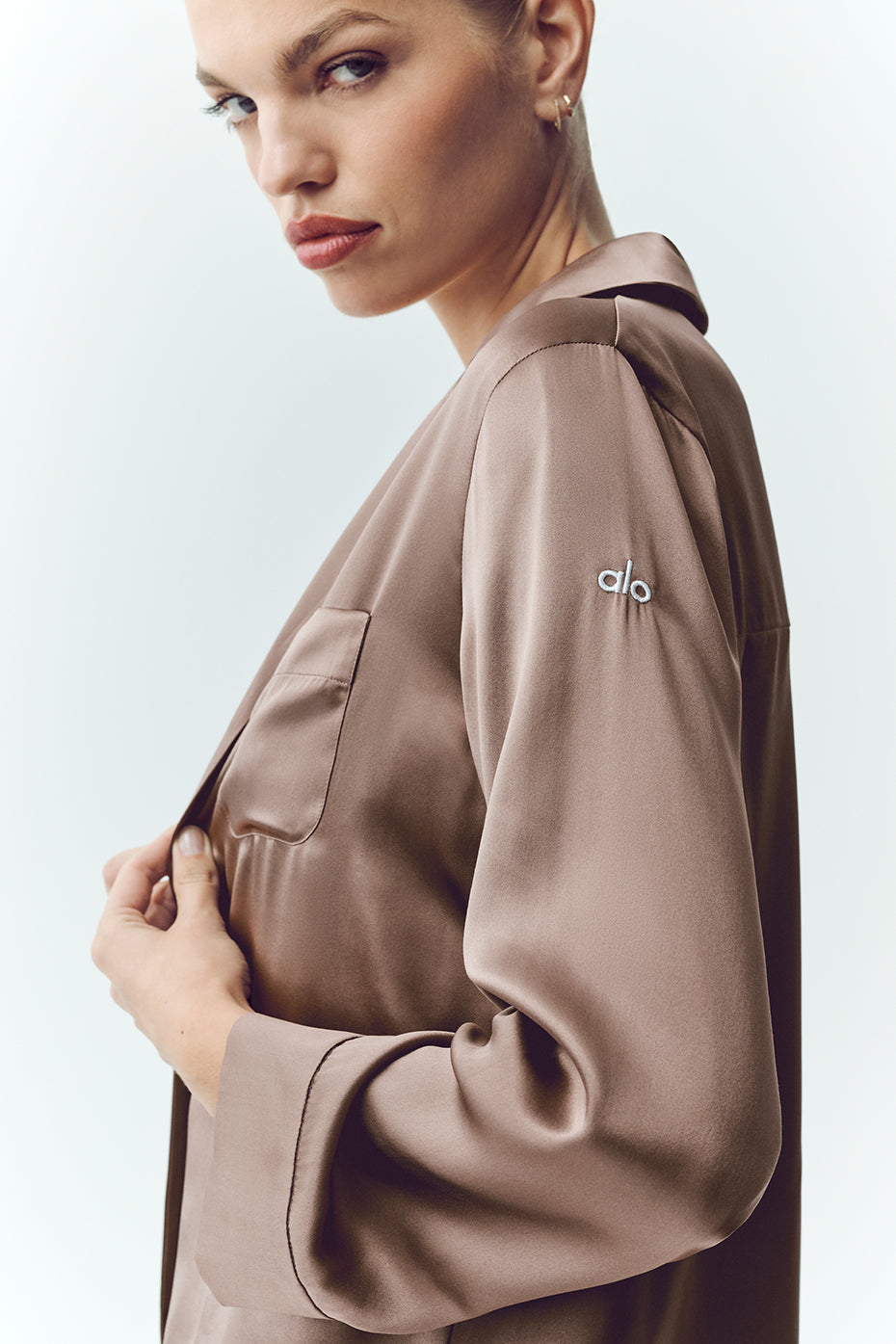 Silk Luminous Button Up - Alpine Cocoa image 2