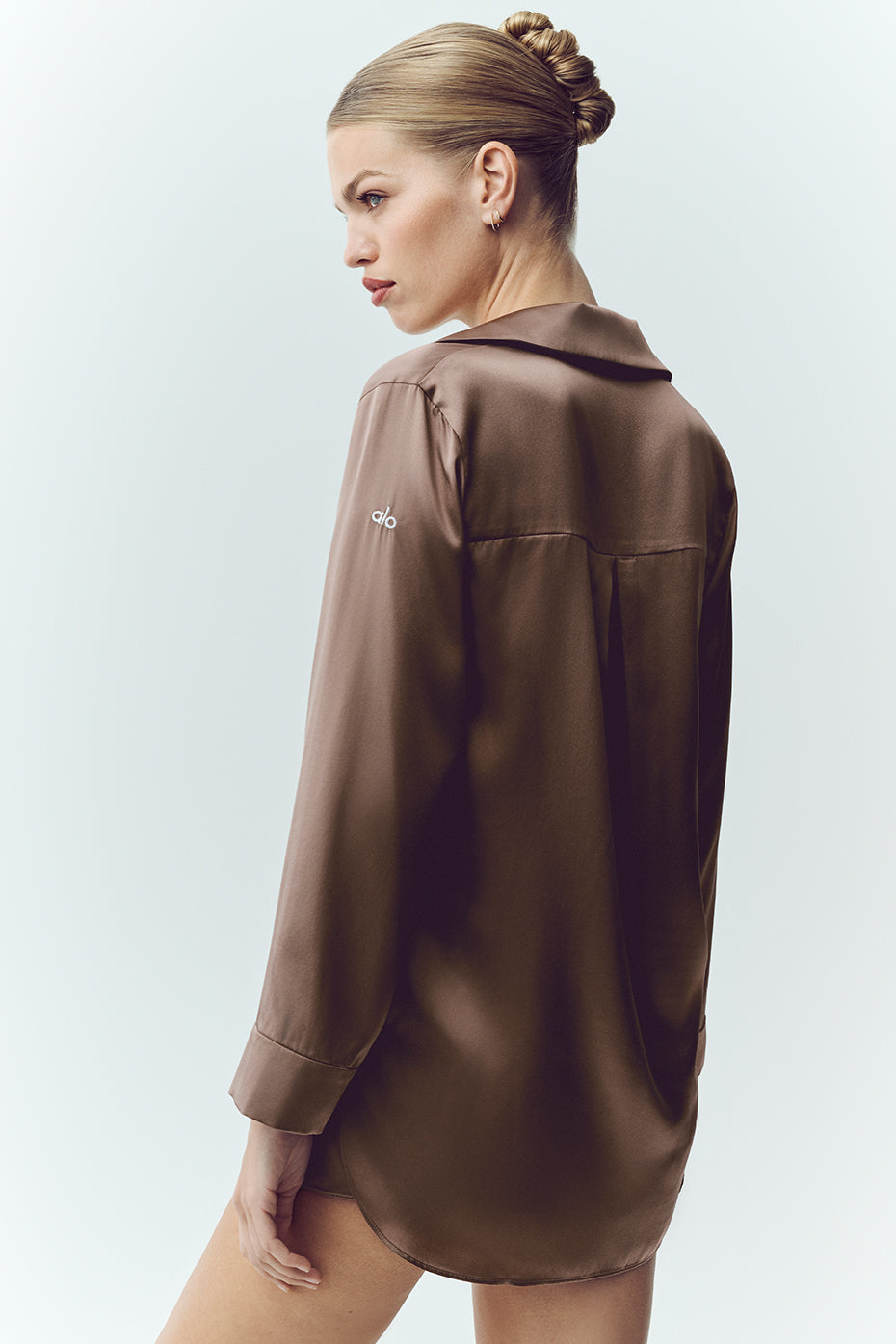 Silk Luminous Button Up - Alpine Cocoa image 3