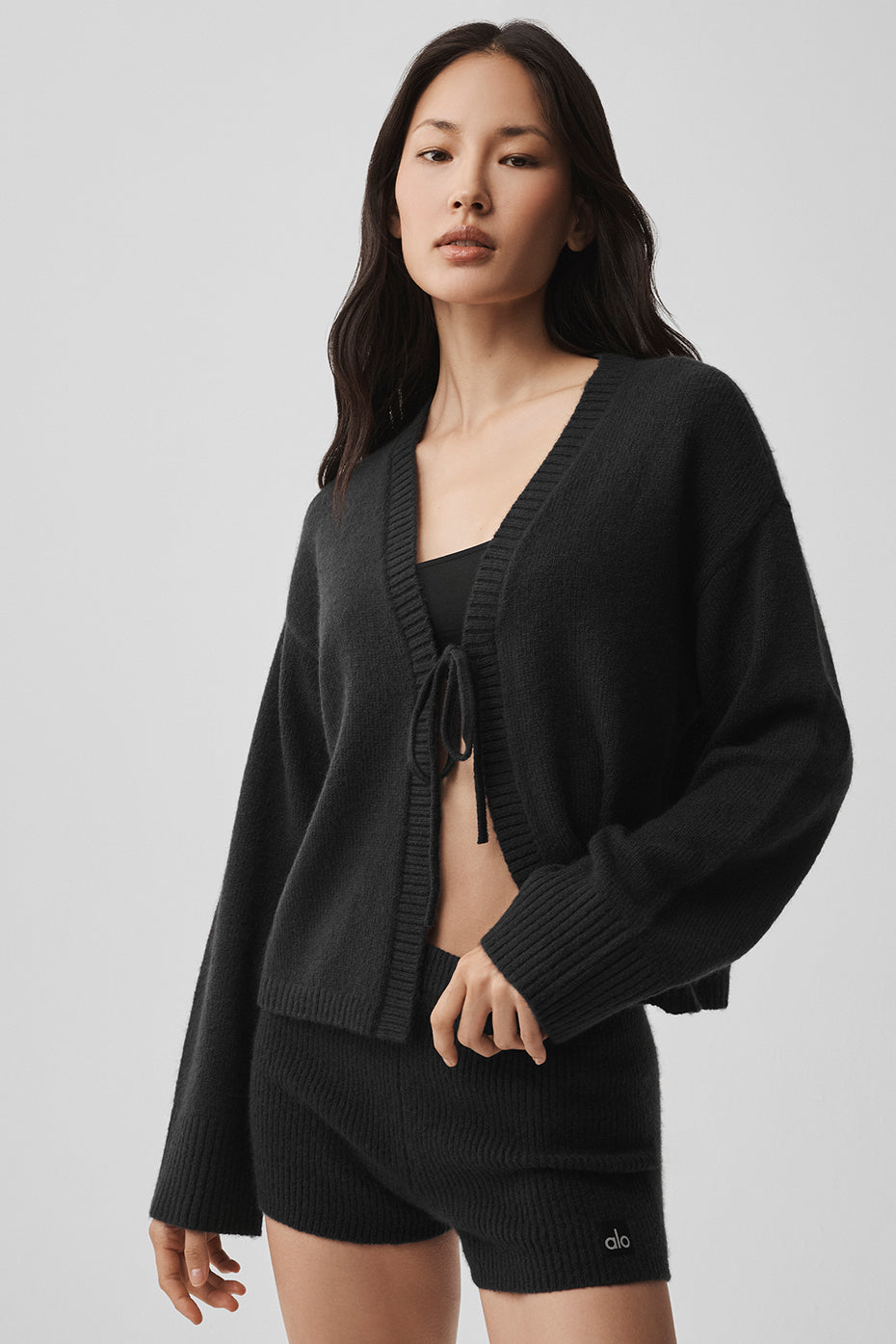 Wool Cashmere New Class Tie Cardigan - Black image 3