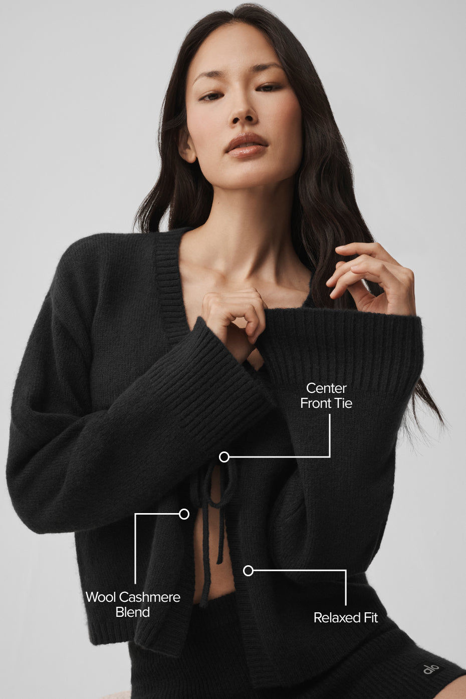 Wool Cashmere New Class Tie Cardigan - Black image 2