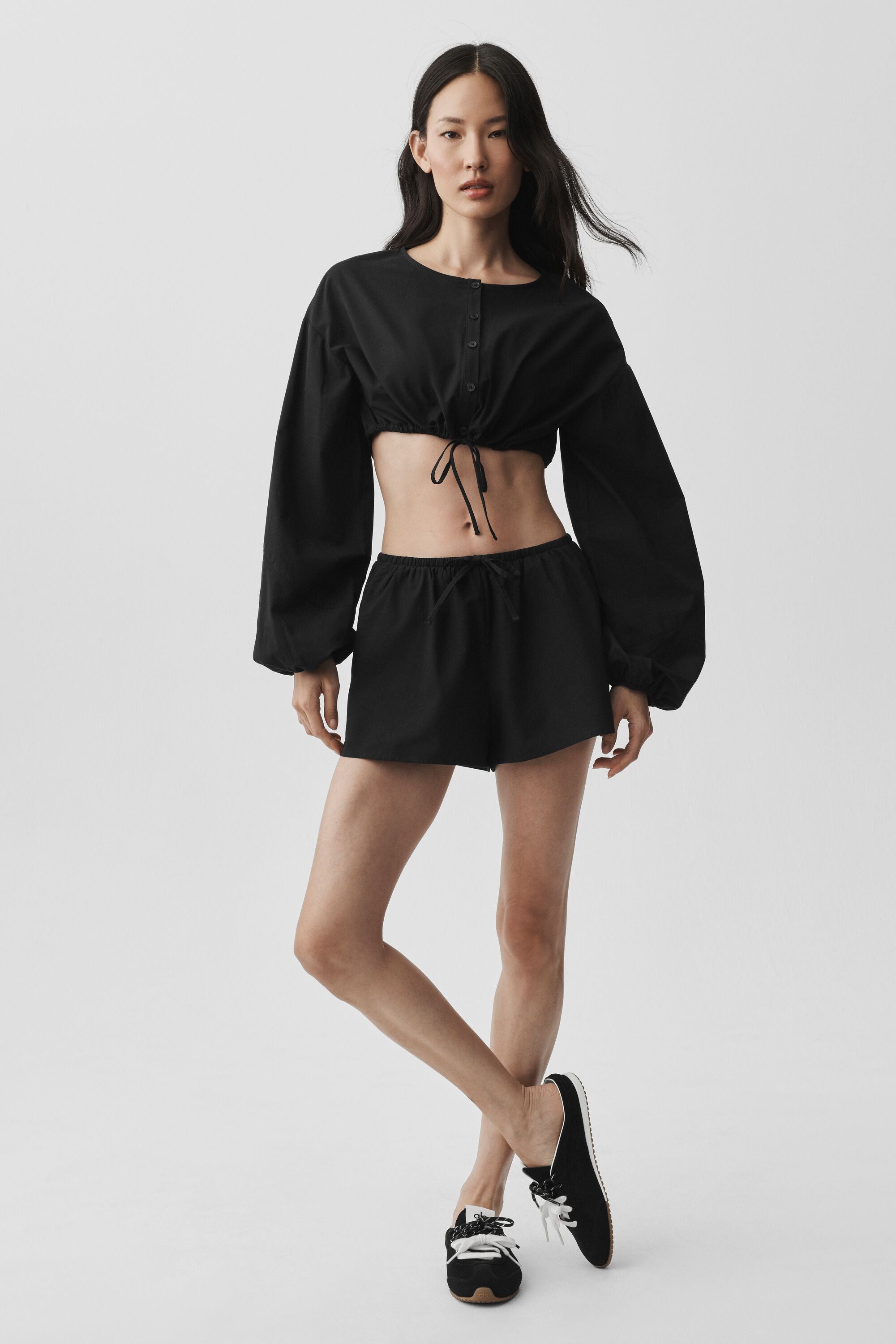 Cotton Cropped Real Deal Long Sleeve - Black image 4