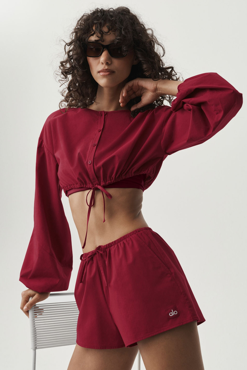 Cotton Cropped Real Deal Long Sleeve - Summer Romance Red image 3