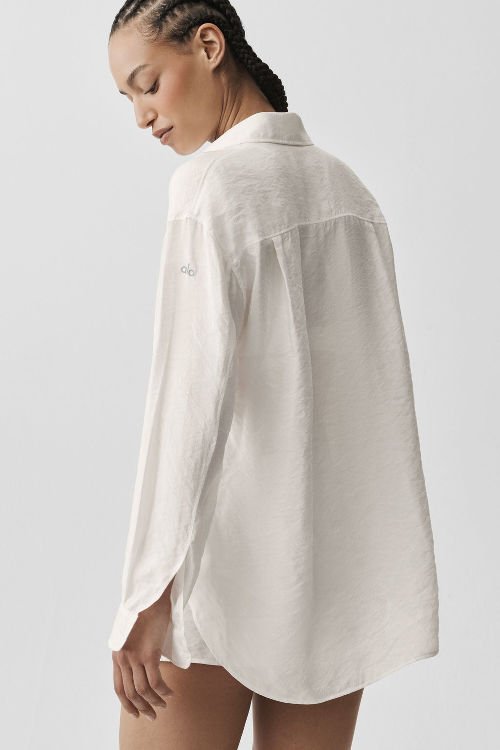 Semi-Sheer Golden Hour Button Down Long Sleeve - Ivory image 4